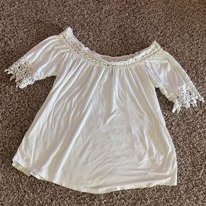 Off the shoulder size small white shirt
